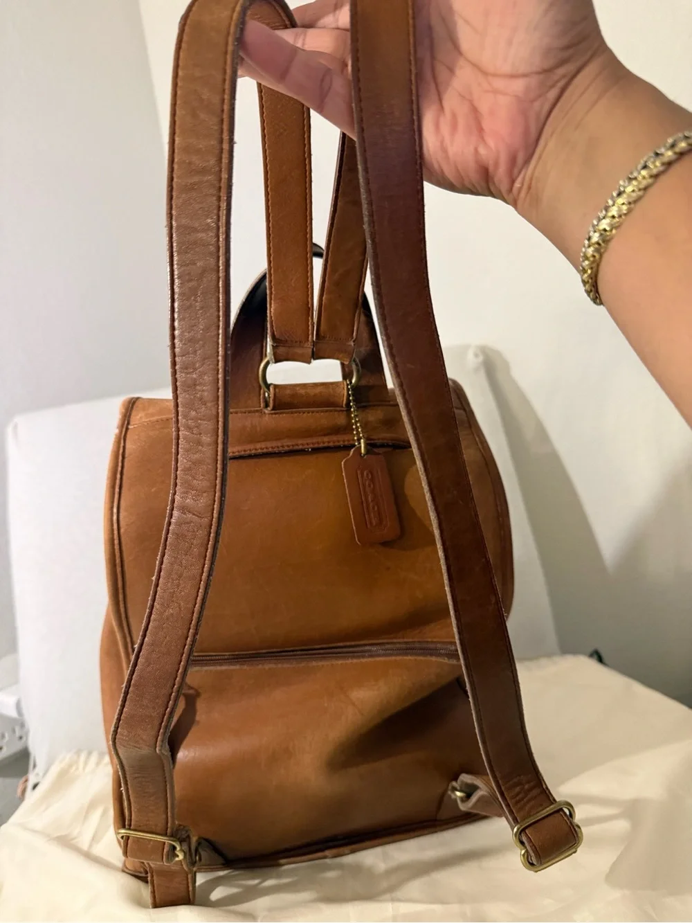 Coach Vintage Classic Backpack style E5C 9943 Tan Leather Drawstring Backpack